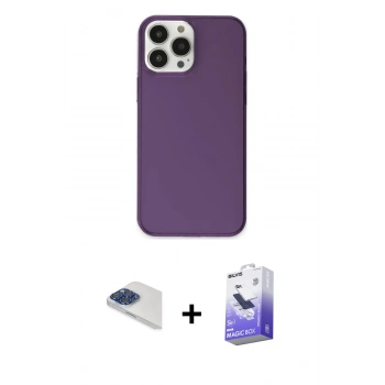 MARSİLYAN™- iPhone 13 Pro Max Kılıf Kutup Doku Koleksiyonu - Siyah Bilvis 5in1 5D Magic Hayalet Cam Ekran Koruyucu + Pers Alüminyum Kamera Lens - LT