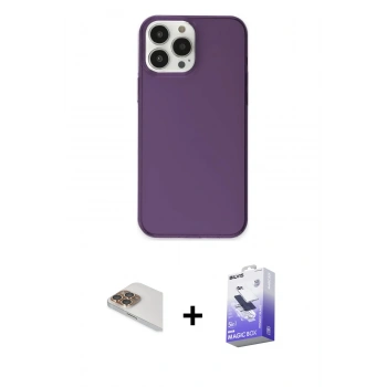 MARSİLYAN™- iPhone 13 Pro Max Kılıf Kutup Doku Koleksiyonu - Siyah Bilvis 5in1 5D Magic Hayalet Cam Ekran Koruyucu + Pers Alüminyum Kamera Lens - GD