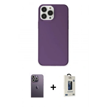 MARSİLYAN™- iPhone 13 Pro Max Kılıf Kutup Doku Koleksiyonu - Siyah Bilvis Hayalet Cam Ekran Koruyucu + Neon Fosforlu Kamera Lens - BZ