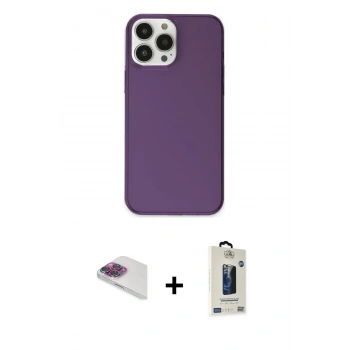 MARSİLYAN™- iPhone 13 Pro Max Kılıf Kutup Doku Koleksiyonu - Siyah Bilvis Hayalet Cam Ekran Koruyucu + Pers Alüminyum Kamera Lens - GI