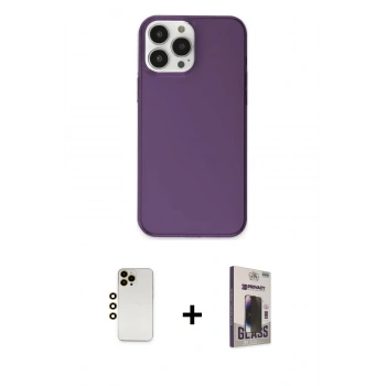 MARSİLYAN™- iPhone 13 Pro Max Kılıf Kutup Doku Koleksiyonu - Siyah Bilvis Hayalet Cam Ekran Koruyucu + Shine Kamera Lens - GD