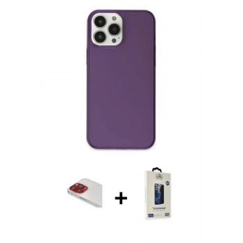 MARSİLYAN™- iPhone 13 Pro Max Kılıf Kutup Doku Koleksiyonu - Siyah Bilvis Hayalet Cam Ekran Koruyucu + Pers Alüminyum Kamera Lens - KI