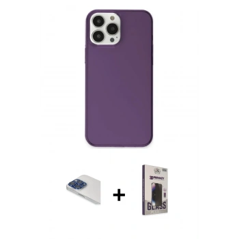 MARSİLYAN™- iPhone 13 Pro Max Kılıf Kutup Doku Koleksiyonu - Siyah Bilvis Hayalet Cam Ekran Koruyucu + Pers Alüminyum Kamera Lens - LT