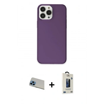 MARSİLYAN™- iPhone 13 Pro Max Kılıf Kutup Doku Koleksiyonu - Siyah Bilvis Hayalet Cam Ekran Koruyucu + Rainbow Kamera Lens Koruma Cam - MI