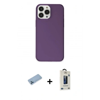 MARSİLYAN™- iPhone 13 Pro Max Kılıf Kutup Doku Koleksiyonu - Siyah Bilvis Hayalet Cam Ekran Koruyucu + Shine Kamera Lens Koruma Cam - MI