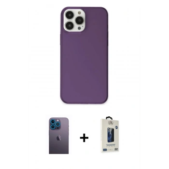MARSİLYAN™- iPhone 13 Pro Max Kılıf Kutup Doku Koleksiyonu - Siyah Bilvis Hayalet Cam Ekran Koruyucu + Neon Fosforlu Kamera Lens - MI