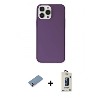 MARSİLYAN™- iPhone 13 Pro Max Kılıf Kutup Doku Koleksiyonu - Siyah Bilvis Hayalet Cam Ekran Koruyucu + Shine Kamera Lens Koruma Cam - PE