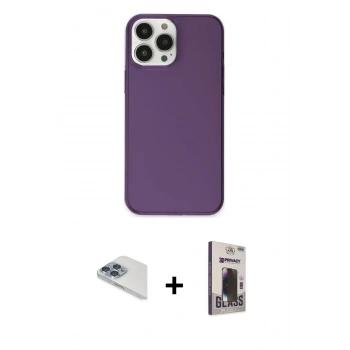MARSİLYAN™- iPhone 13 Pro Max Kılıf Kutup Doku Koleksiyonu - Siyah Bilvis Hayalet Cam Ekran Koruyucu + Pers Alüminyum Kamera Lens - SABE