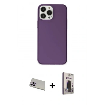MARSİLYAN™- iPhone 13 Pro Max Kılıf Kutup Doku Koleksiyonu - Siyah Bilvis Hayalet Cam Ekran Koruyucu + Rainbow Kamera Lens Koruma Cam - MR