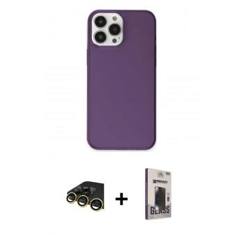 MARSİLYAN™- iPhone 13 Pro Max Kılıf Kutup Doku Koleksiyonu - Siyah Bilvis Hayalet Cam Ekran Koruyucu + Raze Metal Kamera Lens - GD