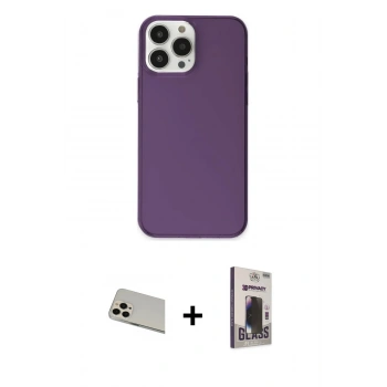 MARSİLYAN™- iPhone 13 Pro Max Kılıf Kutup Doku Koleksiyonu - Siyah Bilvis Hayalet Cam Ekran Koruyucu + Rainbow Kamera Lens Koruma Cam - REGD