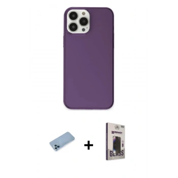 MARSİLYAN™- iPhone 13 Pro Max Kılıf Kutup Doku Koleksiyonu - Siyah Bilvis Hayalet Cam Ekran Koruyucu + Shine Kamera Lens Koruma Cam - MI