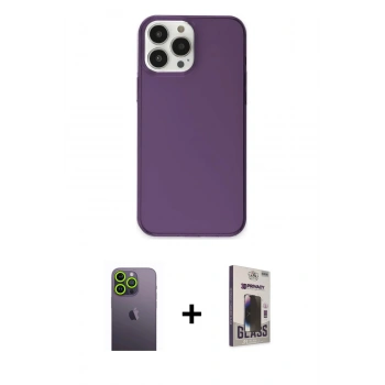 MARSİLYAN™- iPhone 13 Pro Max Kılıf Kutup Doku Koleksiyonu - Siyah Bilvis Hayalet Cam Ekran Koruyucu + Neon Fosforlu Kamera Lens - YL