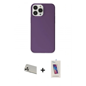MARSİLYAN™- iPhone 13 Pro Max Kılıf Kutup Doku Koleksiyonu - Siyah Joko 5D Cam + Rainbow Kamera Lens Koruma Cam - BZ