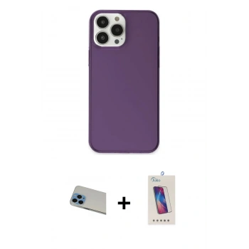 MARSİLYAN™- iPhone 13 Pro Max Kılıf Kutup Doku Koleksiyonu - Siyah Joko 5D Cam + Rainbow Kamera Lens Koruma Cam - MI