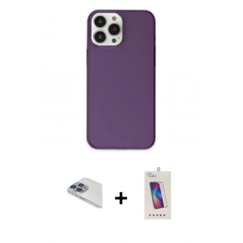MARSİLYAN™- iPhone 13 Pro Max Kılıf Kutup Doku Koleksiyonu - Siyah Joko 5D Cam + Pers Alüminyum Kamera Lens - SABE