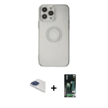 MARSİLYAN™- iPhone 13 Pro Max Kılıf Kutup Klasik - Şeffaf 360 Full Body Arka Koruyucu + Pers Alüminyum Kamera Lens - LT