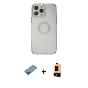 MARSİLYAN™- iPhone 13 Pro Max Kılıf Kutup Klasik - Şeffaf Maxco Cam Ekran Koruyucu + Shine Kamera Lens Koruma Cam - GI