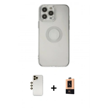 MARSİLYAN™- iPhone 13 Pro Max Kılıf Kutup Klasik - Şeffaf Maxco Cam Ekran Koruyucu + Shine Kamera Lens - GD