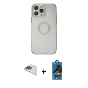 MARSİLYAN™- iPhone 13 Pro Max Kılıf Kutup Klasik - Siyah 18D Cam Ekran Koruyucu + Pers Alüminyum Kamera Lens - GD