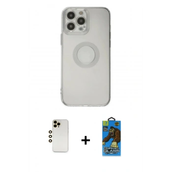 MARSİLYAN™- iPhone 13 Pro Max Kılıf Kutup Klasik - Siyah 18D Cam Ekran Koruyucu + Shine Kamera Lens - GD