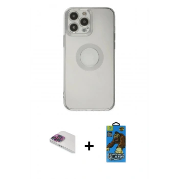 MARSİLYAN™- iPhone 13 Pro Max Kılıf Kutup Klasik - Siyah 18D Cam Ekran Koruyucu + Pers Alüminyum Kamera Lens - GI
