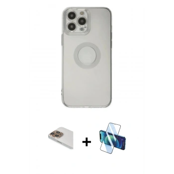 MARSİLYAN™- iPhone 13 Pro Max Kılıf Kutup Klasik - Siyah 3D Antistatik Cam Ekran Koruyucu + Pers Alüminyum Kamera Lens - GD
