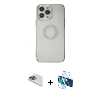 MARSİLYAN™- iPhone 13 Pro Max Kılıf Kutup Klasik - Siyah 3D Antistatik Cam Ekran Koruyucu + Pers Alüminyum Kamera Lens - SABE