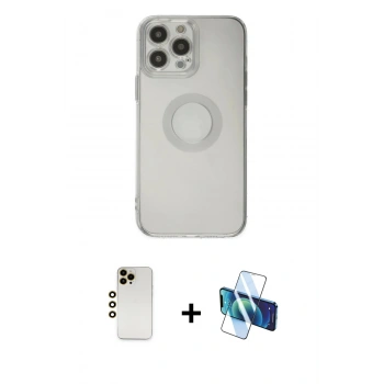 MARSİLYAN™- iPhone 13 Pro Max Kılıf Kutup Klasik - Siyah 3D Antistatik Cam Ekran Koruyucu + Shine Kamera Lens - GD