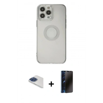 MARSİLYAN™- iPhone 13 Pro Max Kılıf Kutup Klasik - Siyah 3D Antistatik Hayalet Cam Ekran Koruyucu + Pers Alüminyum Kamera Lens - LT