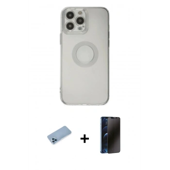 MARSİLYAN™- iPhone 13 Pro Max Kılıf Kutup Klasik - Siyah 3D Antistatik Hayalet Cam Ekran Koruyucu + Shine Kamera Lens Koruma Cam - MI