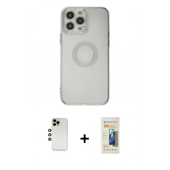 MARSİLYAN™- iPhone 13 Pro Max Kılıf Kutup Klasik - Siyah 6D Mat Seramik Hayalet Nano Ekran Koruyucu + Shine Kamera Lens - GD