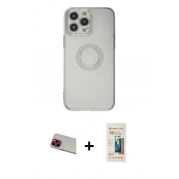 MARSİLYAN™- iPhone 13 Pro Max Kılıf Kutup Klasik - Siyah 6D Mat Seramik Hayalet Nano Ekran Koruyucu + Rainbow Kamera Lens Koruma Cam - KI
