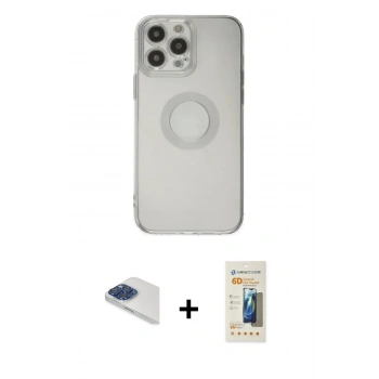 MARSİLYAN™- iPhone 13 Pro Max Kılıf Kutup Klasik - Siyah 6D Mat Seramik Hayalet Nano Ekran Koruyucu + Pers Alüminyum Kamera Lens - LT