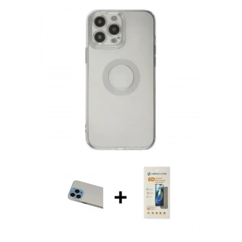 MARSİLYAN™- iPhone 13 Pro Max Kılıf Kutup Klasik - Siyah 6D Mat Seramik Hayalet Nano Ekran Koruyucu + Rainbow Kamera Lens Koruma Cam - MI