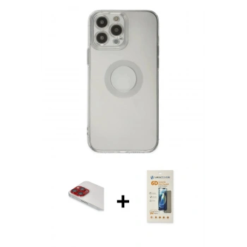 MARSİLYAN™- iPhone 13 Pro Max Kılıf Kutup Klasik - Siyah 6D Mat Seramik Hayalet Nano Ekran Koruyucu + Pers Alüminyum Kamera Lens - KI