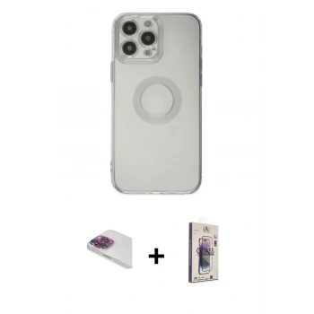 MARSİLYAN™- iPhone 13 Pro Max Kılıf Kutup Klasik - Siyah Bilvis 3D Cam Ekran Koruyucu + Pers Alüminyum Kamera Lens - GI