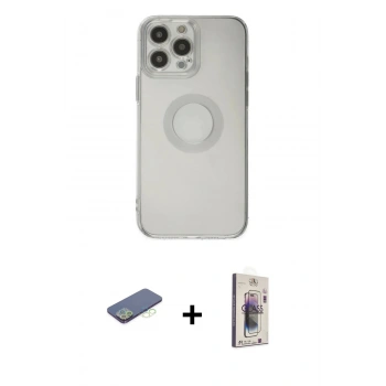 MARSİLYAN™- iPhone 13 Pro Max Kılıf Kutup Klasik - Siyah Bilvis 3D Cam Ekran Koruyucu + Renkli Kamera Lens Koruma Cam - YL