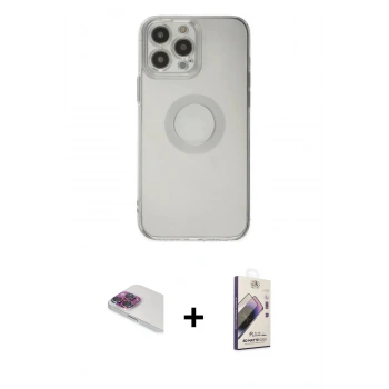 MARSİLYAN™- iPhone 13 Pro Max Kılıf Kutup Klasik - Siyah Bilvis 3D Mat Cam Ekran Koruyucu + Pers Alüminyum Kamera Lens - GI
