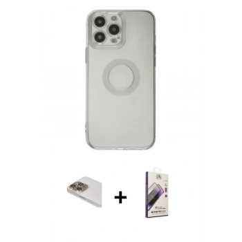 MARSİLYAN™- iPhone 13 Pro Max Kılıf Kutup Klasik - Siyah Bilvis 3D Mat Cam Ekran Koruyucu + Pers Alüminyum Kamera Lens - GD