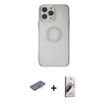 MARSİLYAN™- iPhone 13 Pro Max Kılıf Kutup Klasik - Siyah Bilvis 3D Mat Cam Ekran Koruyucu + Renkli Kamera Lens Koruma Cam - MI