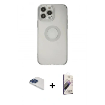 MARSİLYAN™- iPhone 13 Pro Max Kılıf Kutup Klasik - Siyah Bilvis 3D Mat Cam Ekran Koruyucu + Pers Alüminyum Kamera Lens - LT