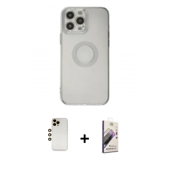 MARSİLYAN™- iPhone 13 Pro Max Kılıf Kutup Klasik - Siyah Bilvis 3D Mat Cam Ekran Koruyucu + Shine Kamera Lens - GD