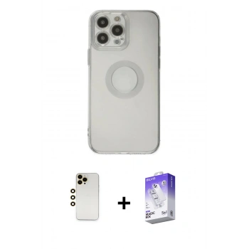 MARSİLYAN™- iPhone 13 Pro Max Kılıf Kutup Klasik - Siyah Bilvis 5in1 3D Magic Cam Ekran Koruyucu + Shine Kamera Lens - GD