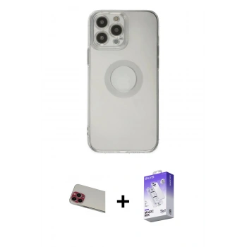 MARSİLYAN™- iPhone 13 Pro Max Kılıf Kutup Klasik - Siyah Bilvis 5in1 3D Magic Cam Ekran Koruyucu + Rainbow Kamera Lens Koruma Cam - KI