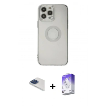 MARSİLYAN™- iPhone 13 Pro Max Kılıf Kutup Klasik - Siyah Bilvis 5in1 3D Magic Cam Ekran Koruyucu + Pers Alüminyum Kamera Lens - LT