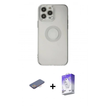 MARSİLYAN™- iPhone 13 Pro Max Kılıf Kutup Klasik - Siyah Bilvis 5in1 3D Magic Cam Ekran Koruyucu + Renkli Kamera Lens Koruma Cam - PE