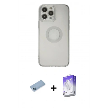 MARSİLYAN™- iPhone 13 Pro Max Kılıf Kutup Klasik - Siyah Bilvis 5in1 3D Magic Cam Ekran Koruyucu + Shine Kamera Lens Koruma Cam - MI