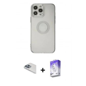 MARSİLYAN™- iPhone 13 Pro Max Kılıf Kutup Klasik - Siyah Bilvis 5in1 3D Magic Cam Ekran Koruyucu + Pers Alüminyum Kamera Lens - SABE