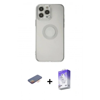 MARSİLYAN™- iPhone 13 Pro Max Kılıf Kutup Klasik - Siyah Bilvis 5in1 3D Magic Cam Ekran Koruyucu + Renkli Kamera Lens Koruma Cam - TU